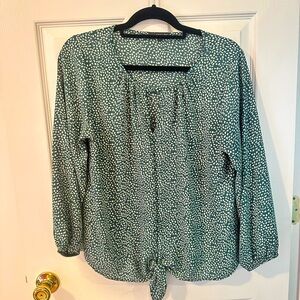 West Kei Green Polka Dot Blouse with Tie